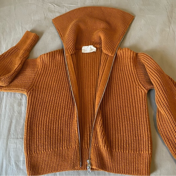 Everlane Chunky Knit Zip Cardigan Organic Cotton Toasted Almond Size XS - Picture 9 of 9